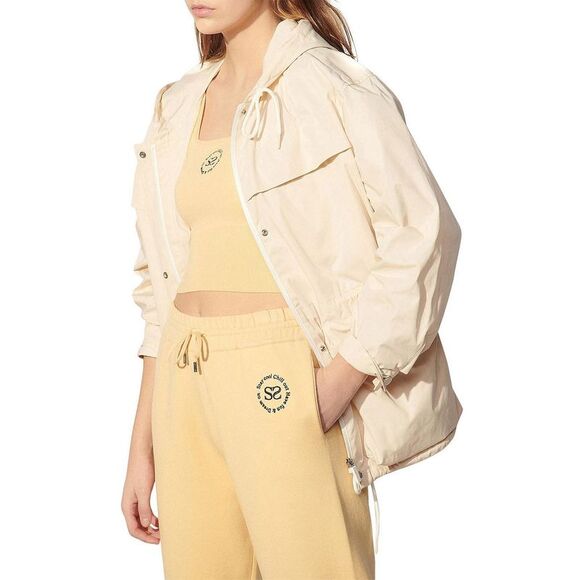 Sandro Womens Socrate Shell Hooded Jacket 8 US / 40 FR Beige - NWT $415 - Picture 2 of 7